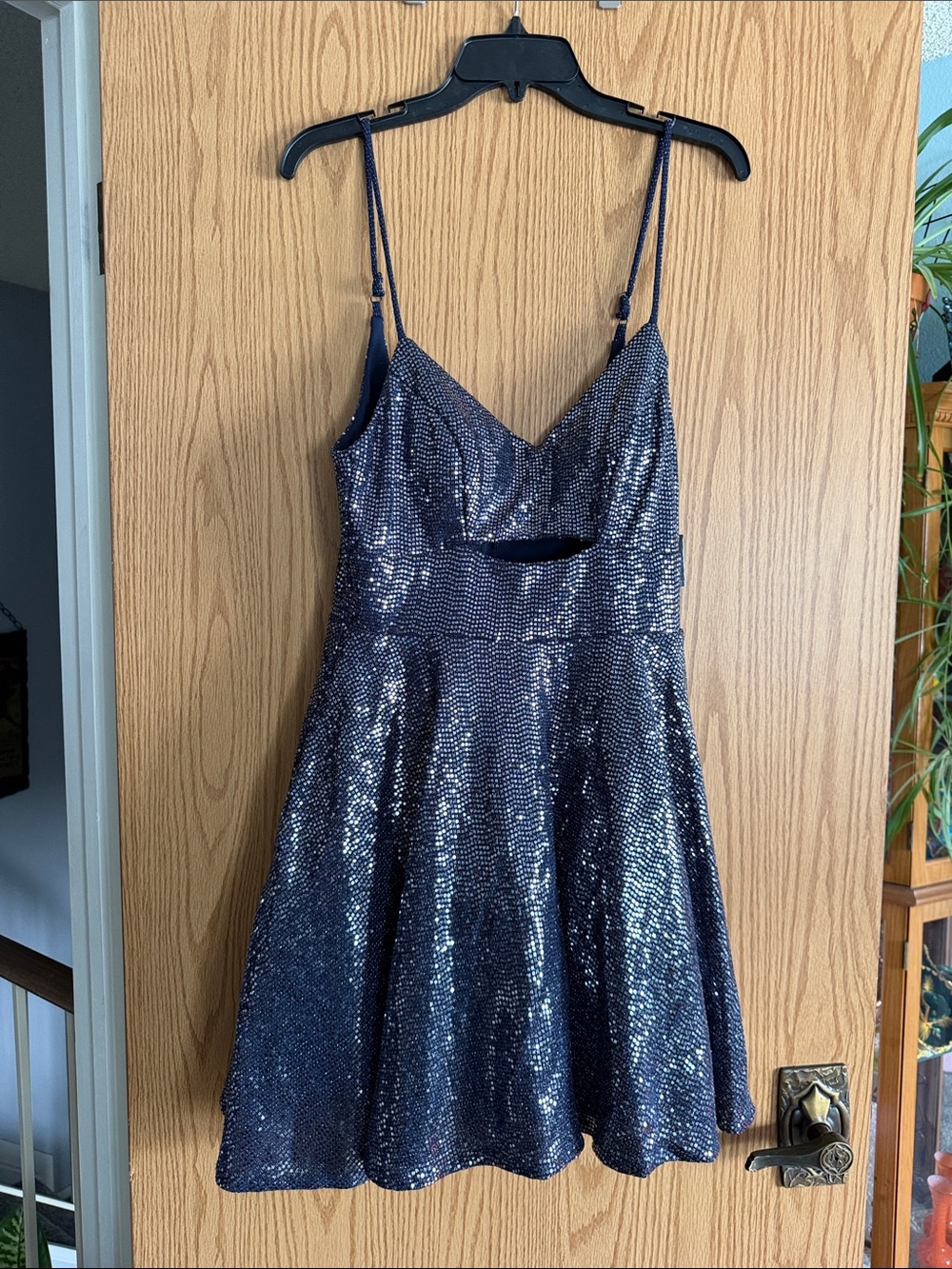 City Studio Navy Sequin Spaghetti Strap Prom Dress